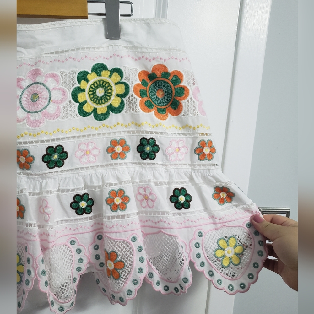 ZARA White Floral Crochet Embroidered Skort - Picture 8 of 13